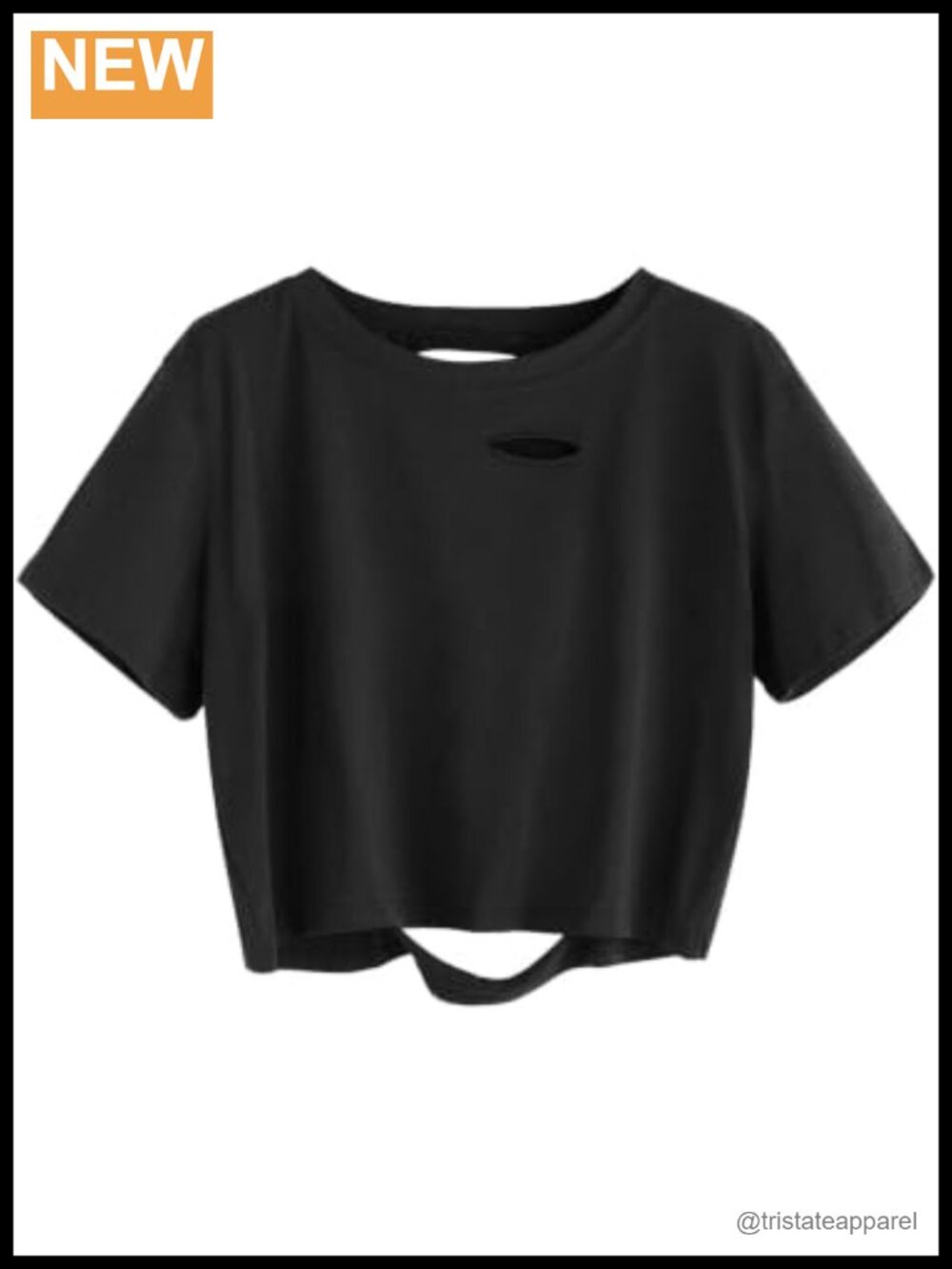 Women's Distressed Short Sleeve Crop Top Crewneck T-Shirt Casual Summer